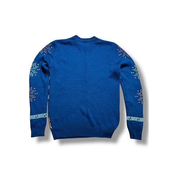 Old Forester Bourbon Ugly Christmas Sweater Dark Blue & Orange Men’s Small - Picture 3 of 6